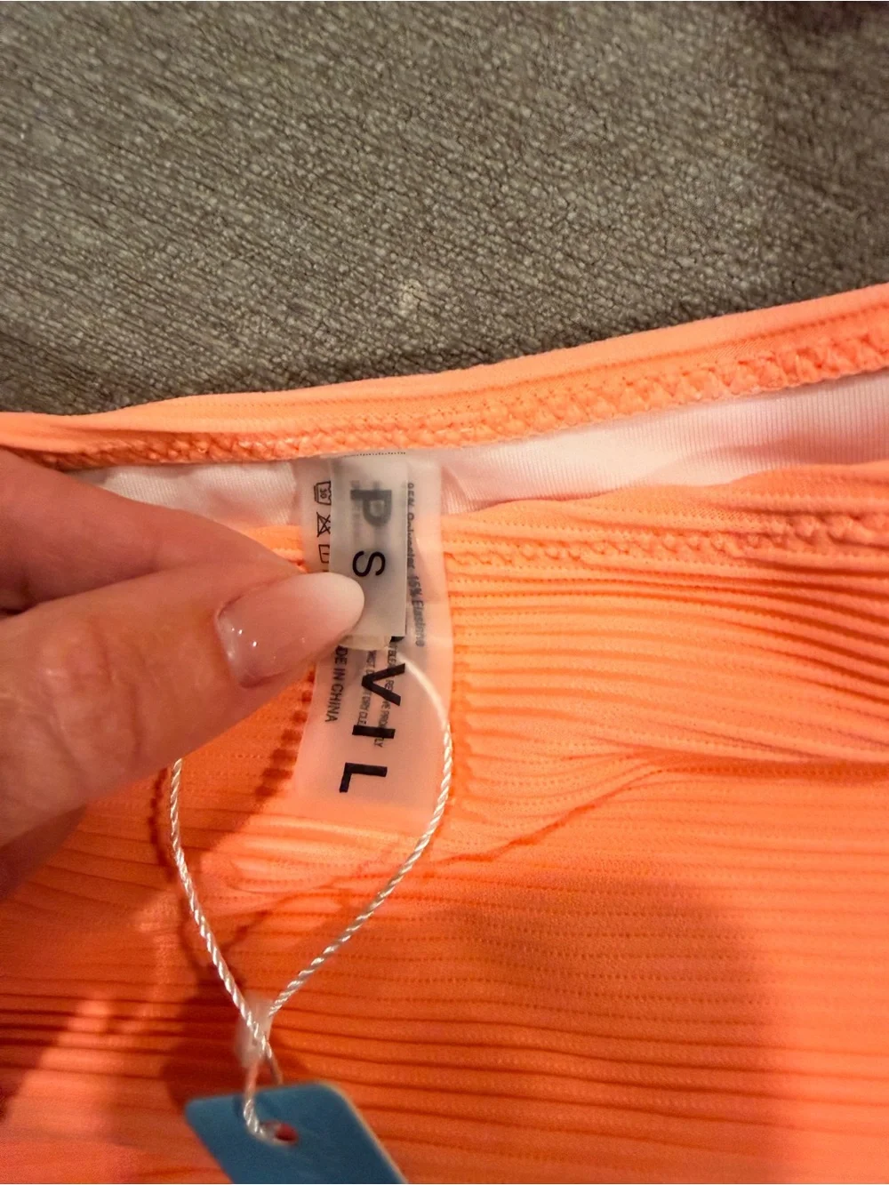POPVIL Neon Orange Ribbed High-Waist Bikini Set